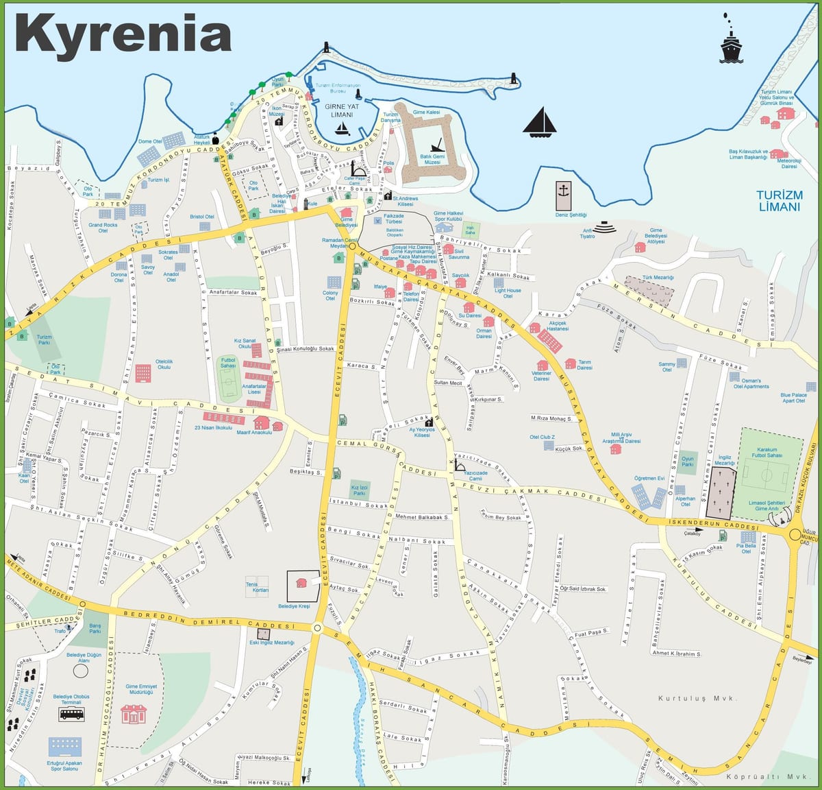 வரைபடம் வட சைப்ரஸ் kyrenia